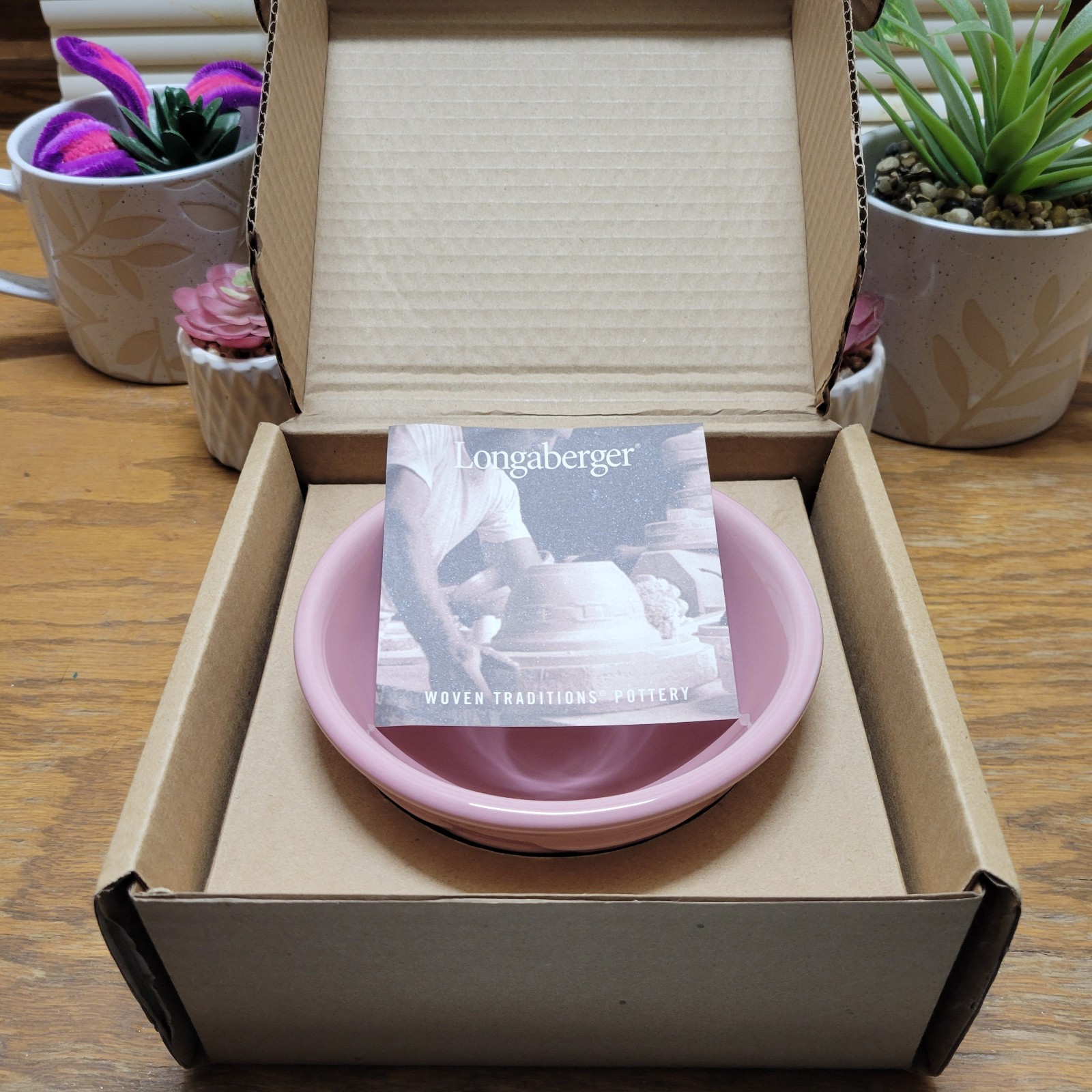 Longaberger Woven Traditions Pink Footed Ice Cream Bowl Discontinued