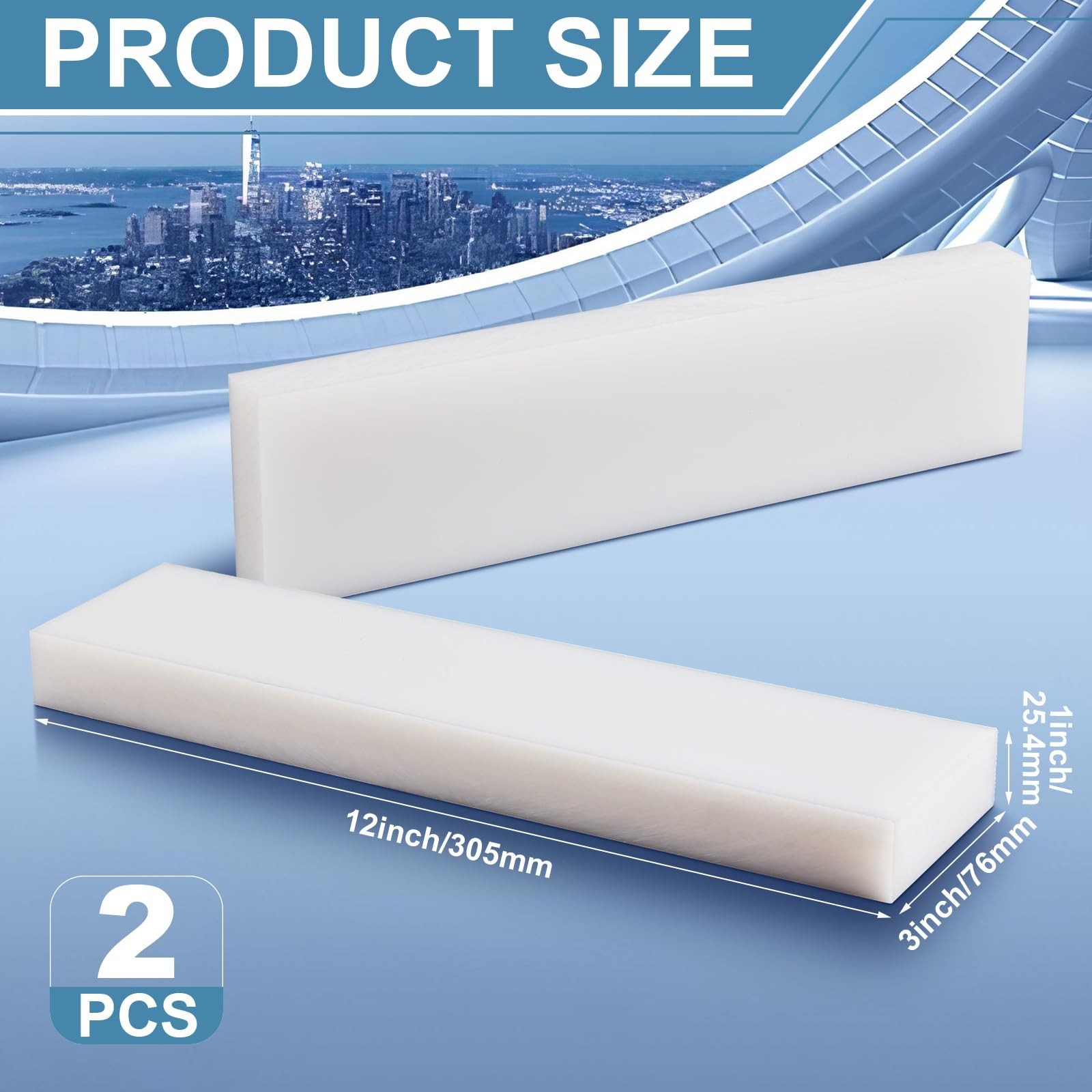 2 Pcs HDPE Plastic Block 1″ x 3″ x 12″, Polyethylene Solid Plastic Block for …