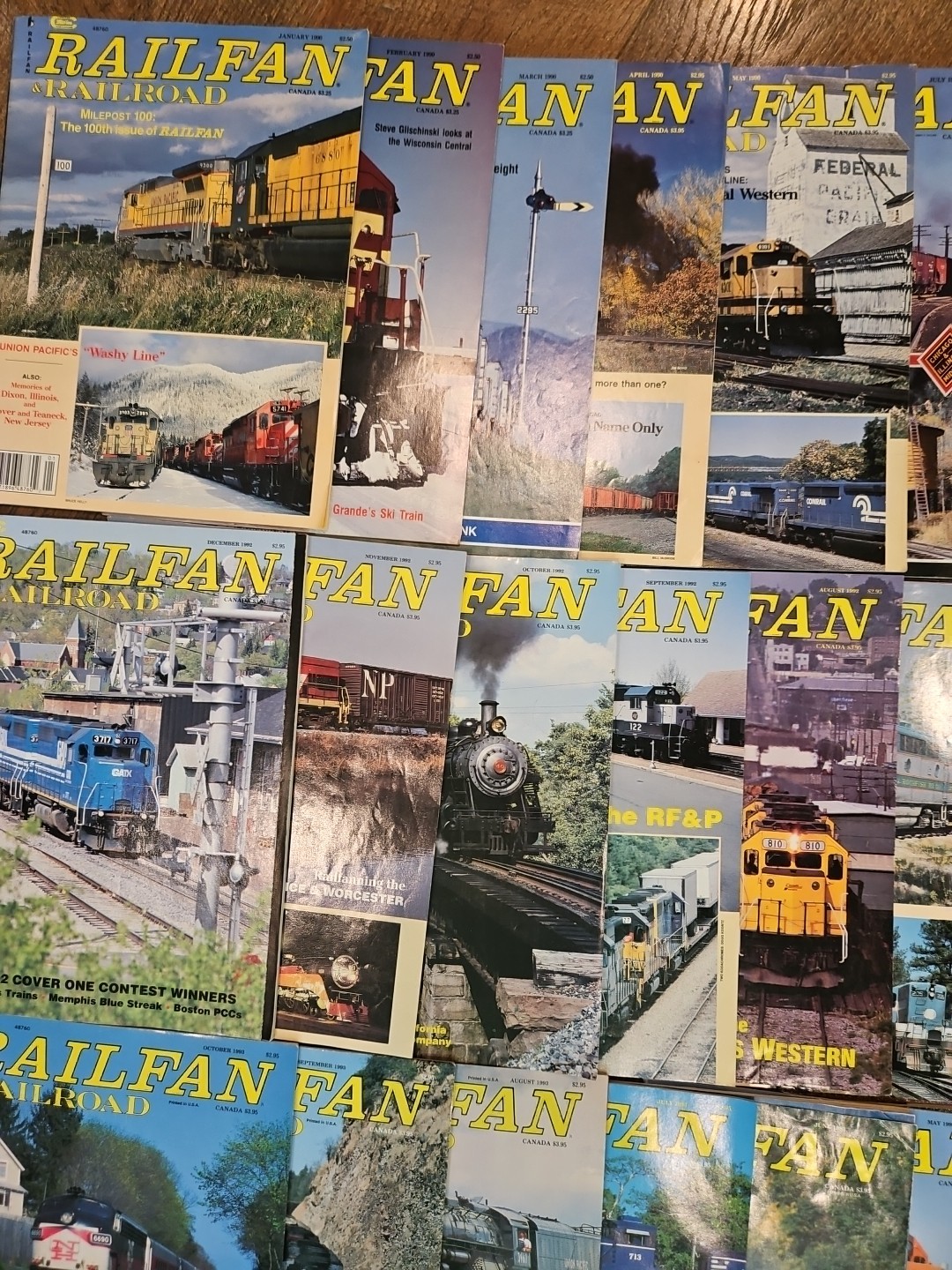 Railfan & Railroad Magazine Lot Of 50 1990-1999 No Duplicates