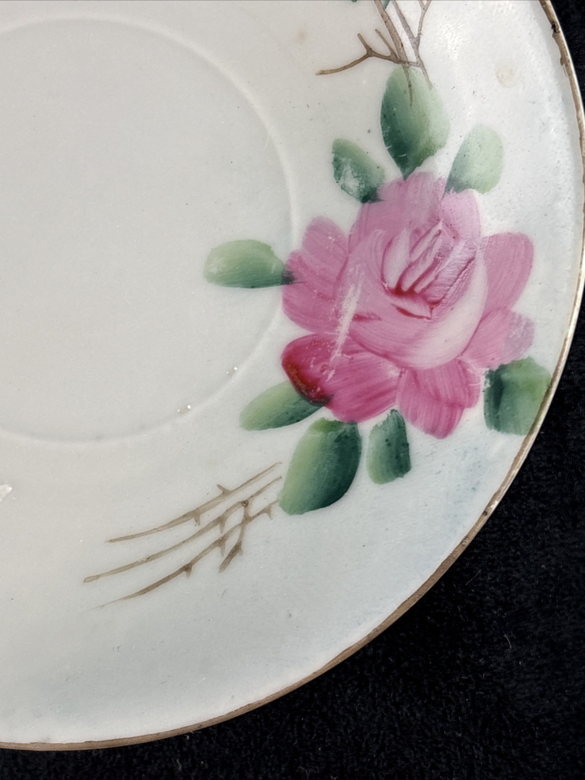Antique Pre-1922 Nippon Hand Painted Porcelain Saucer White with Pink Roses