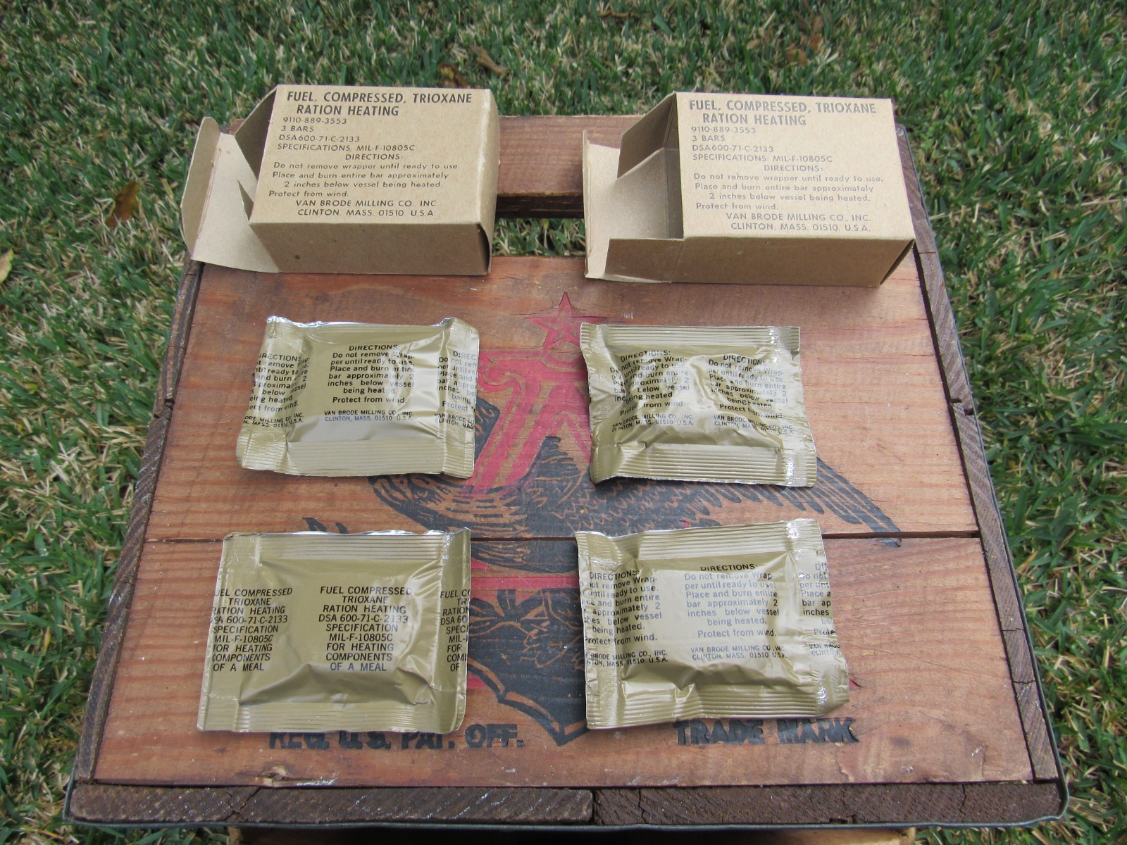Vintage Trioxane Military Issue Compressed Fuel Bar 2 Per Box – 2 Boxes (4 Bars)