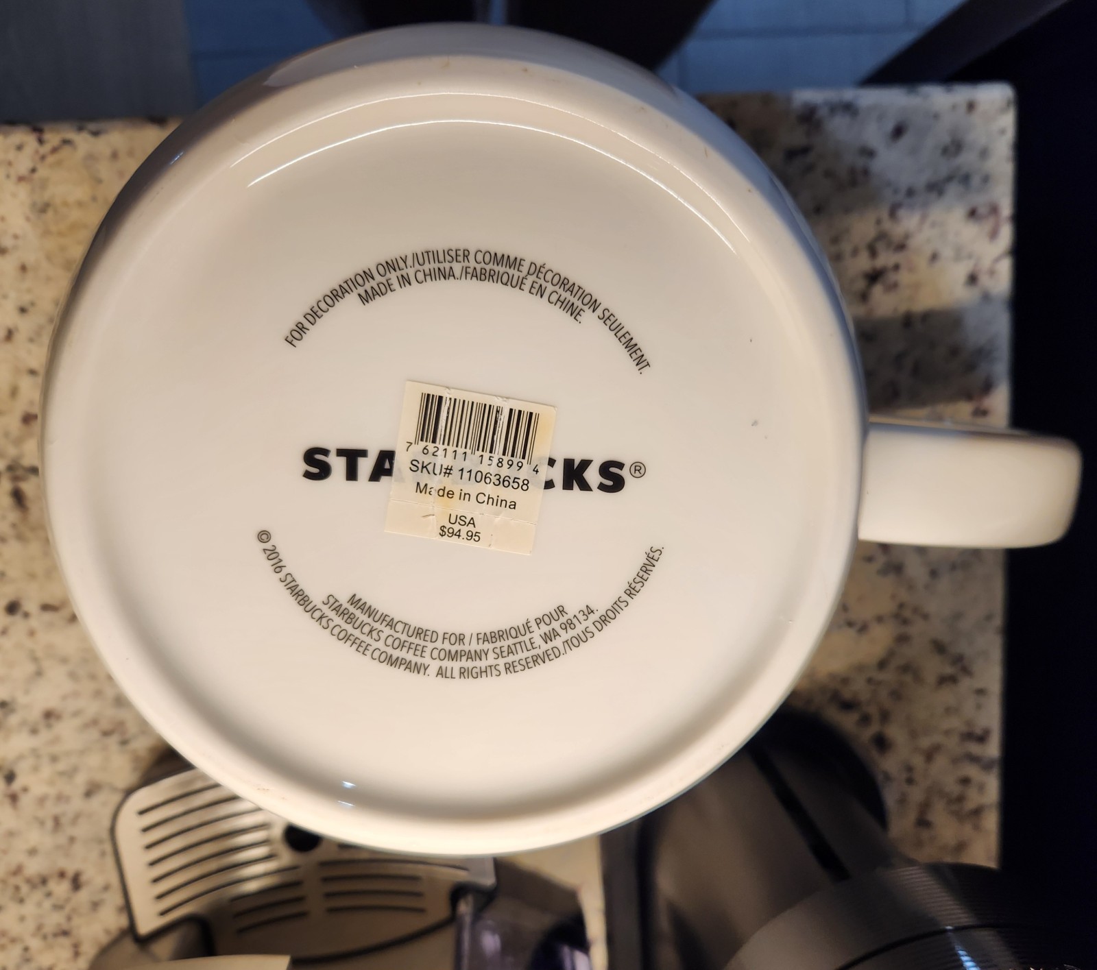 Starbucks Abbey Classic Ceramic Coffee Mug 138 oz 2016. GIANT