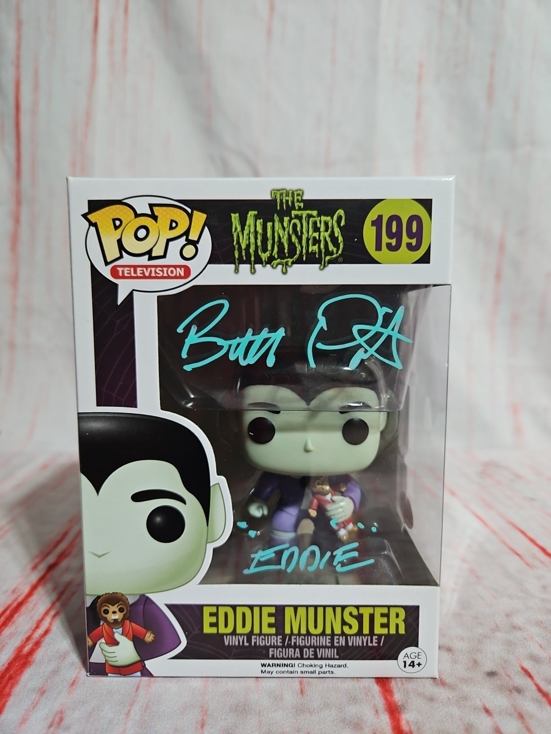 Butch Patrick Signed Eddie Munster Funko With JSA COA And Protector