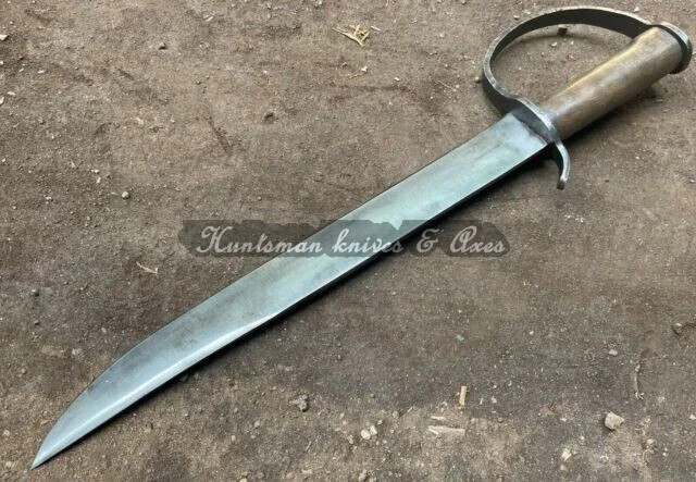 Custom Handmade Carbon Steel D-Guard Bowie Knife Hunting Camping Knife W/Sheath