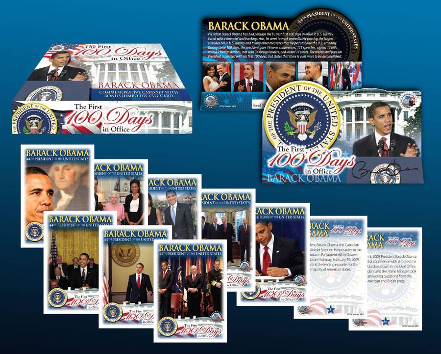 Lot of 4 BARACK OBAMA Complete 50-Card Set FIRST 100 DAYS IN OFFICE -Only $5/set