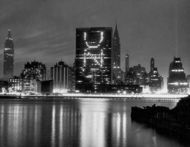 The brand new UN building headquarters by East River 1950 brand ne- Old Photo