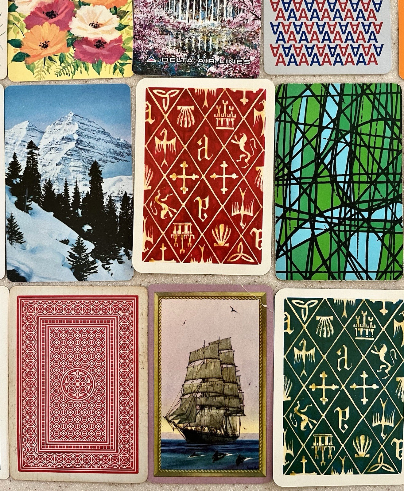 45 Single Swap Playing Card Lot Nice Variety VINTAGE FLOWERS PEOPLE ANIMALS ETC