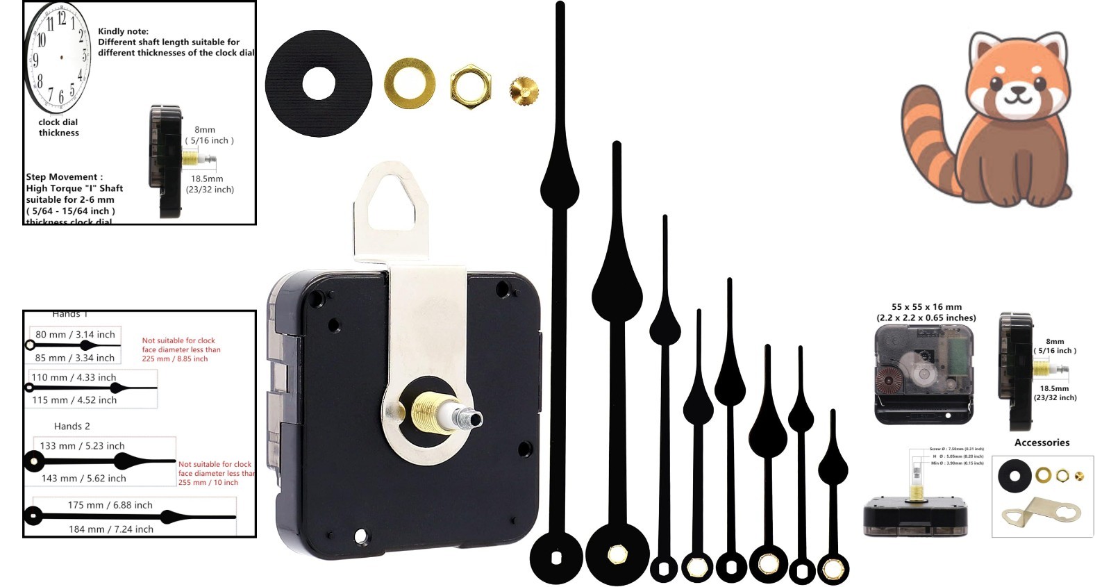 Analog Wall Clock Movement Replacement Parts – Long Spindle Design Included