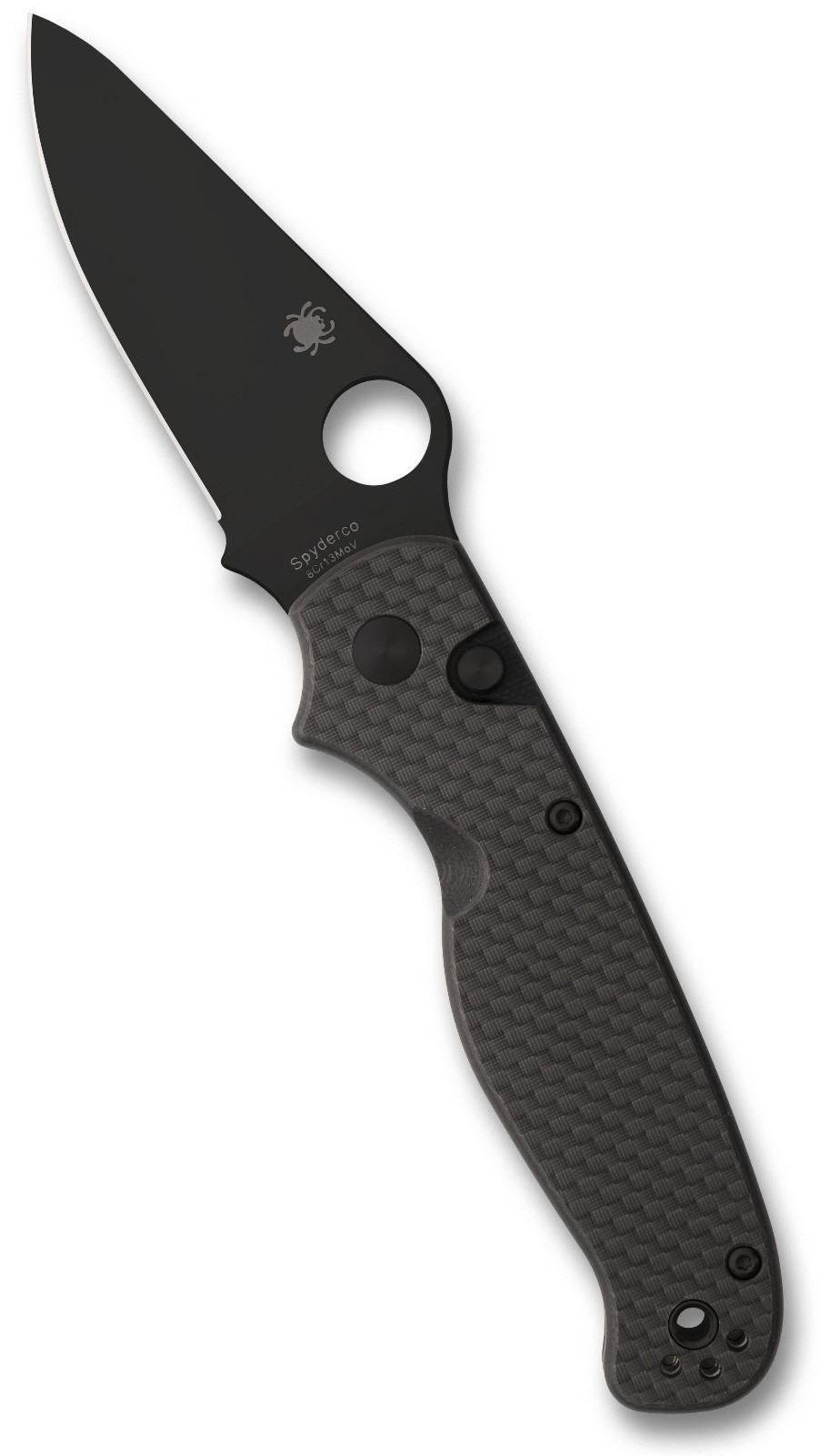 SPYDERCO ButtonUp, Carbon Fiber/G-10, Button Lock Black 8Cr13MoV Steel C275CFPBK