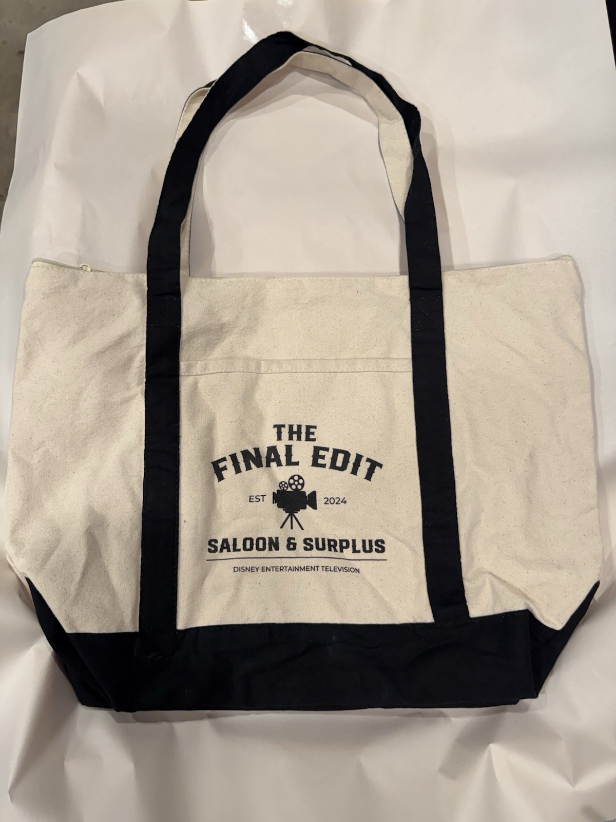 Disney The Final Edit Saloon & Surplus Tote Bag Cream/Black Mickey Mouse 19”x14”