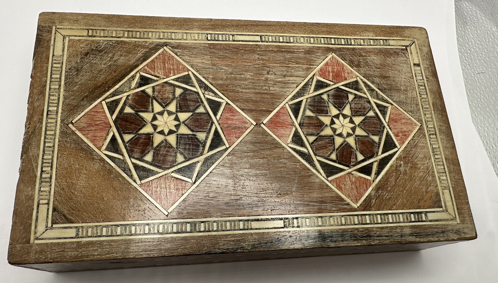 Marquetry Inlay Walnut Jewelry Box Syria