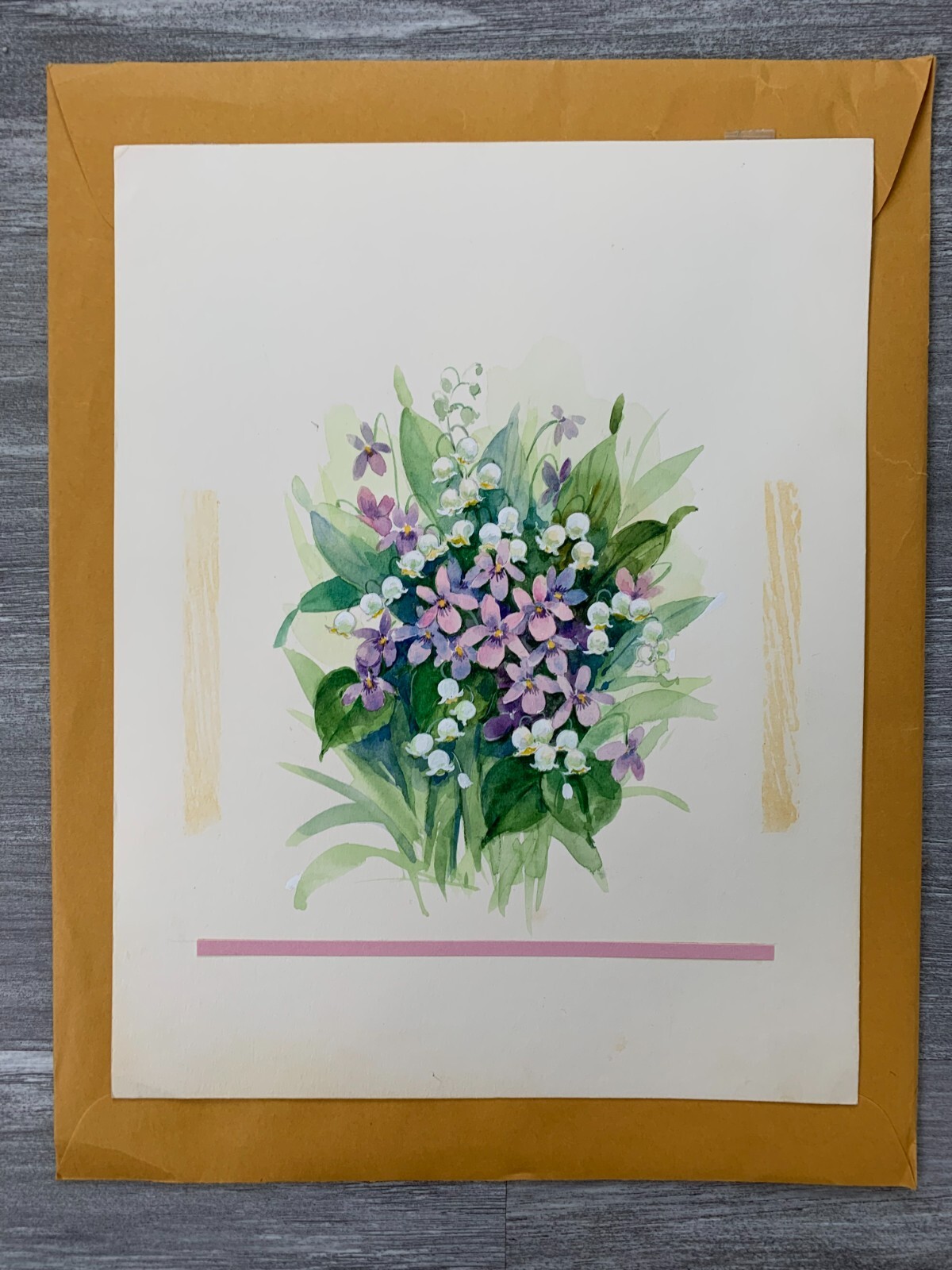 A WEDDING WISH White Purple Flowers 7.5×9.5″ Greeting Card Art WC7435 w/ 5 Cards