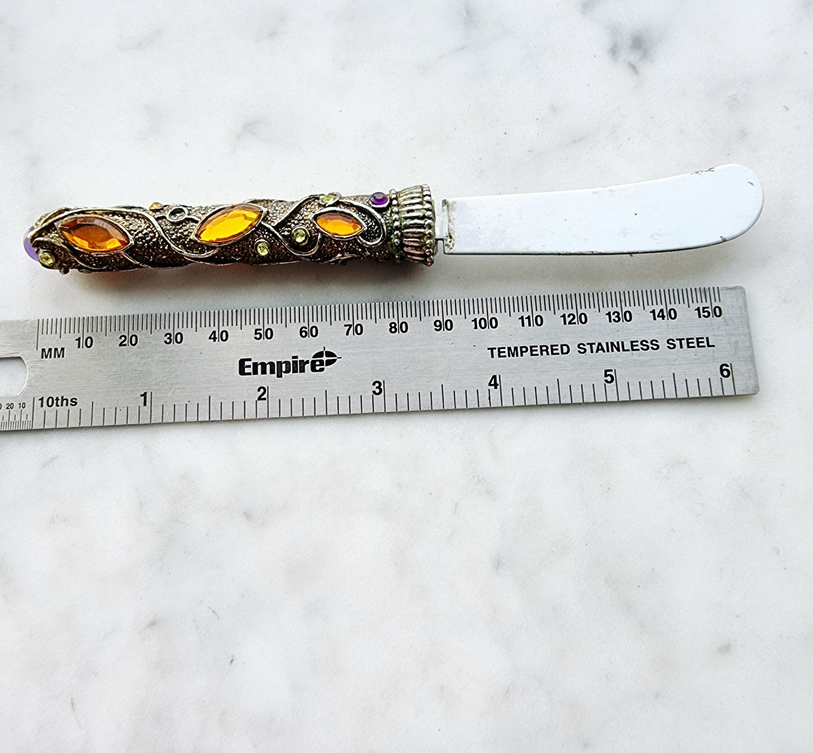 COLLECTIBLE 2 SAINTS SPREADER METAL JEWEL DECORATED HANDLE