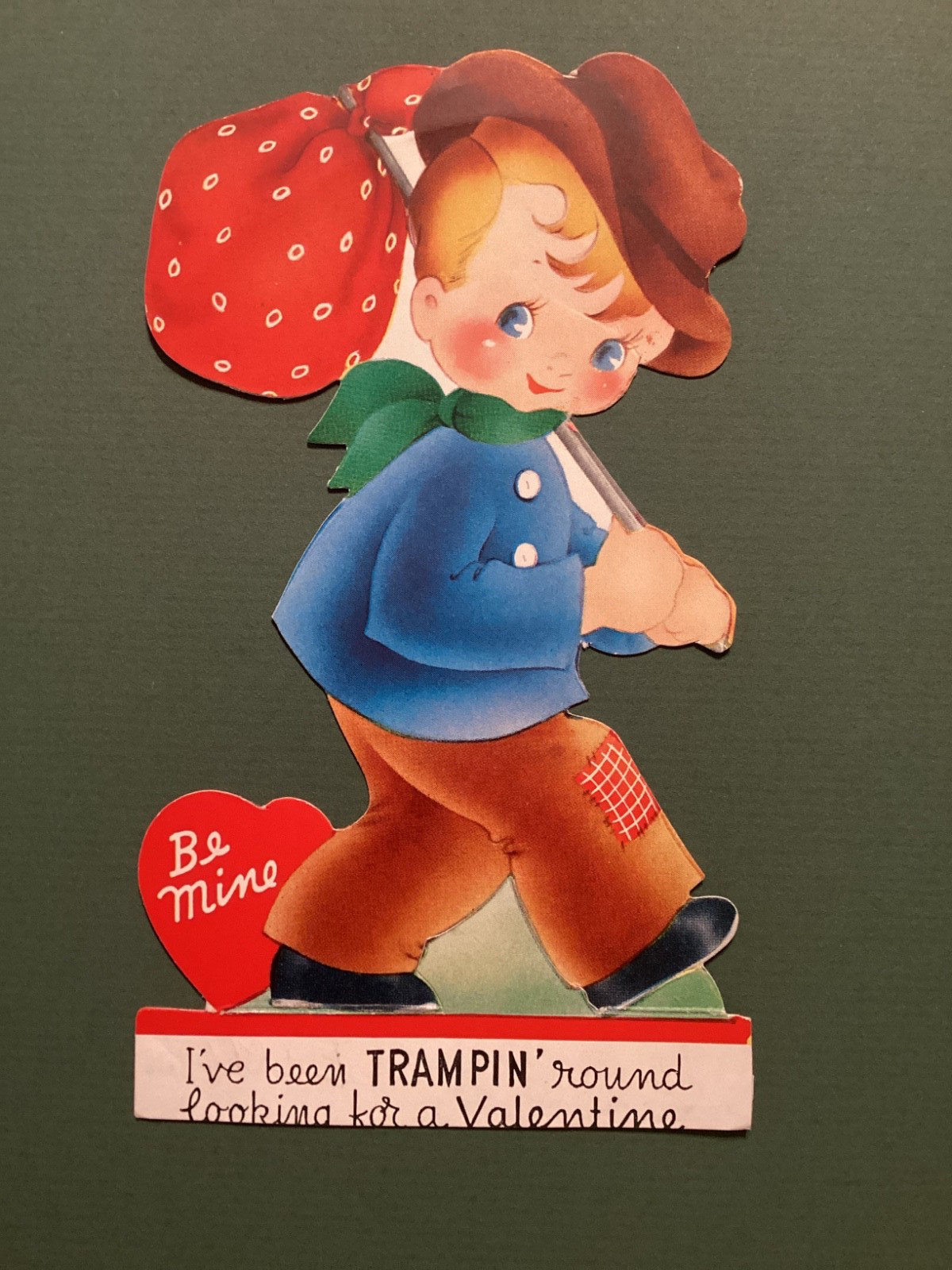 c.1939 ~Young Hobo Tramp Blond Hair Boy ~A -Meri -Card Valentine Good + ~ VG 7”