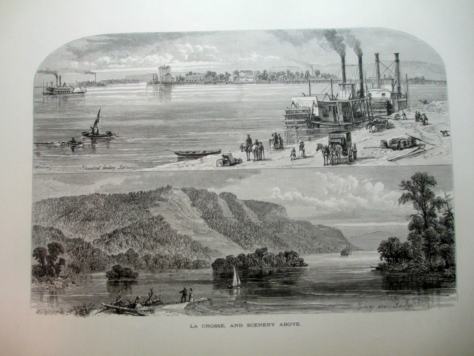 AT THE MOUTH OF THE WISCONSIN 1873 VIEWS LACROSSE WISCONSIN MISSISSIPPI SCENES