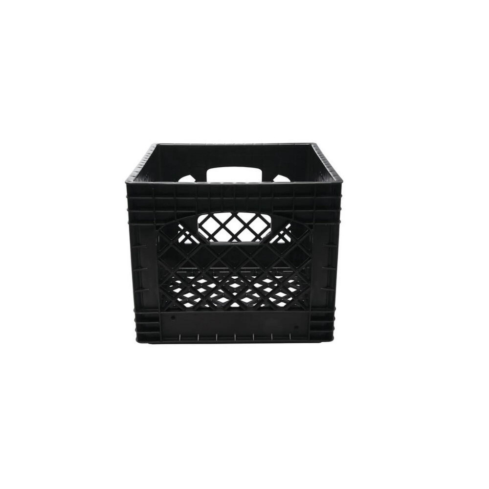 Juggernaut Storage 16QT Heavy-Duty Plastic Square Milk Crate Black for Any Room