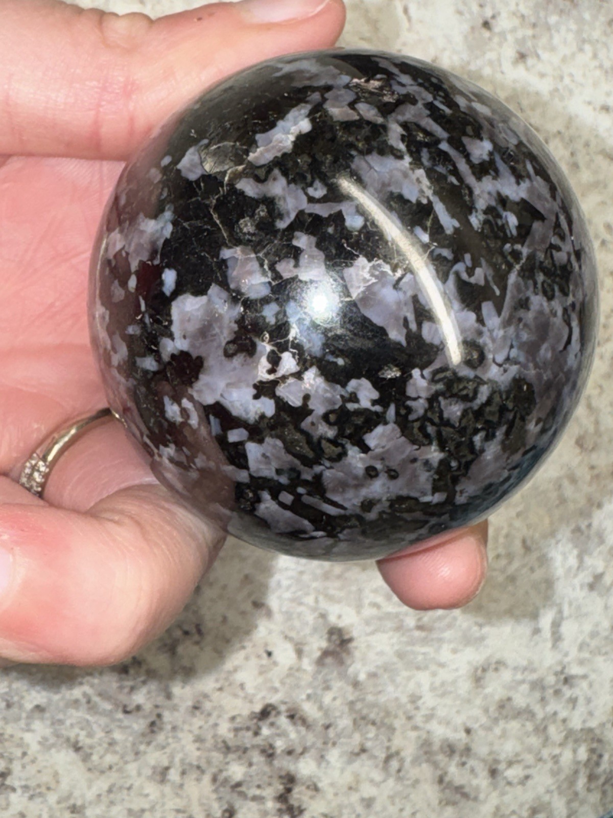 Indigo Gabbro / Mystic Merlinite 2 Piece Set – Tower & Sphere – 2 Lb 11 Oz