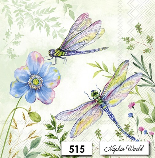 (515) TWO Paper LUNCHEON Decoupage Art Craft Napkins – DRAGONFLY DRAGONFLIES