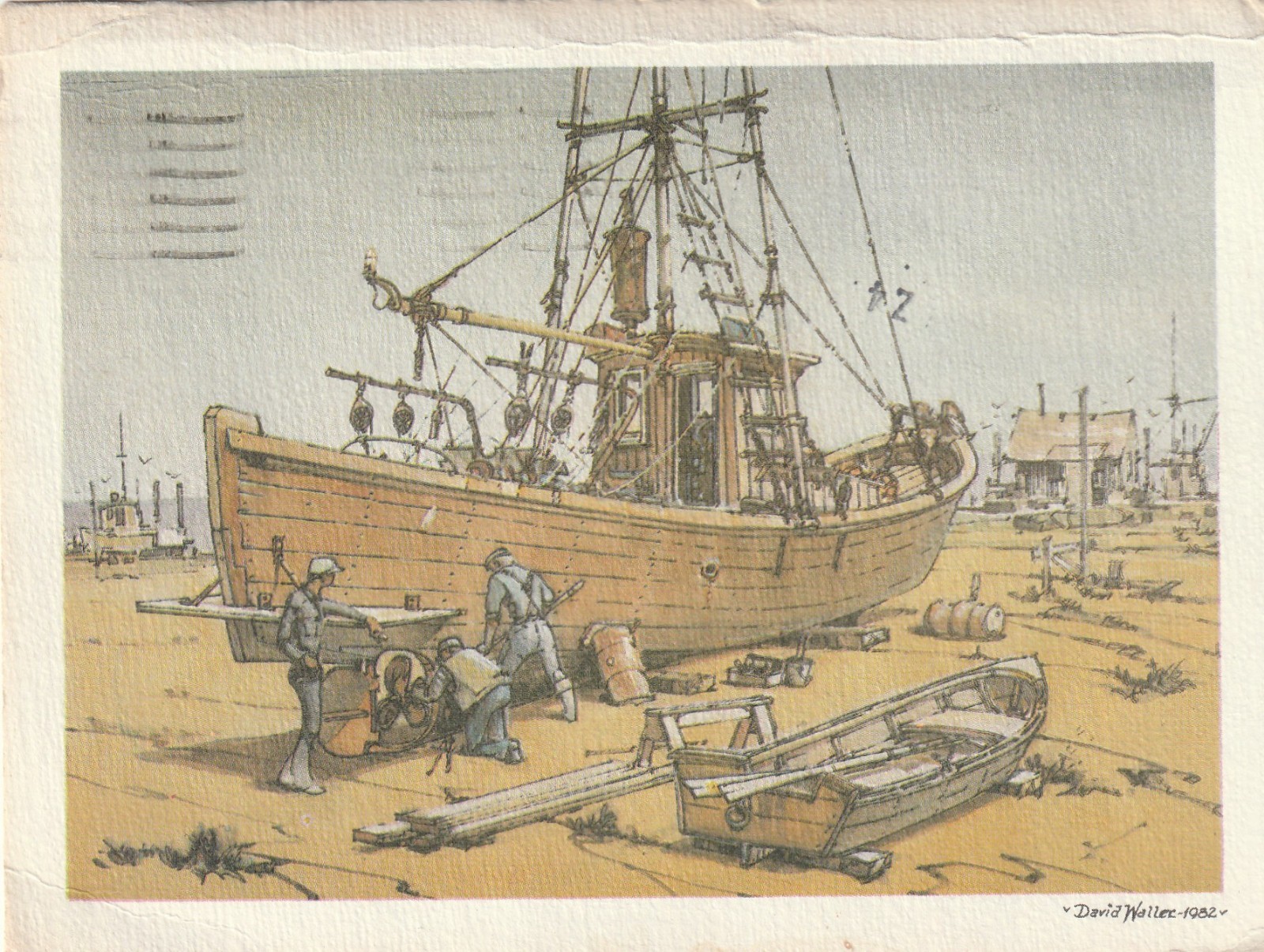 *Ship Postcard-„Repairs Being Done @ The Marina on The Ship“ (PM 1982)