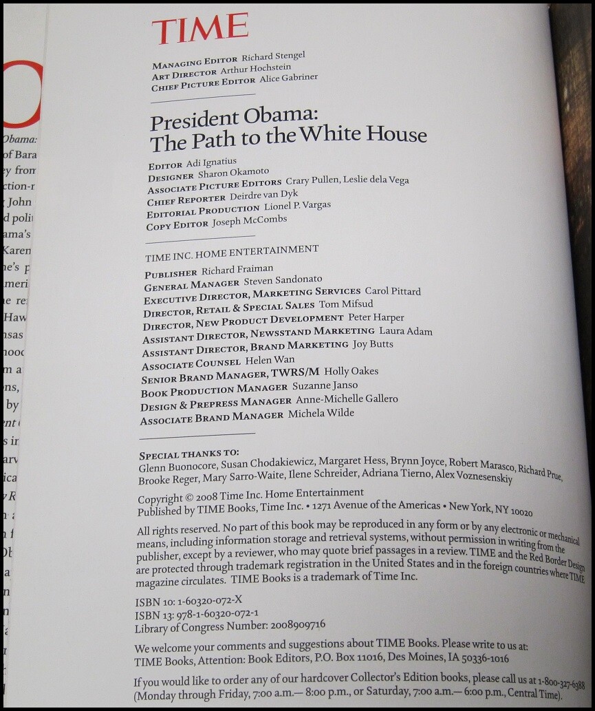 2008 Time President Obama The Path to The White House Hardcover w/ Dust Jacket