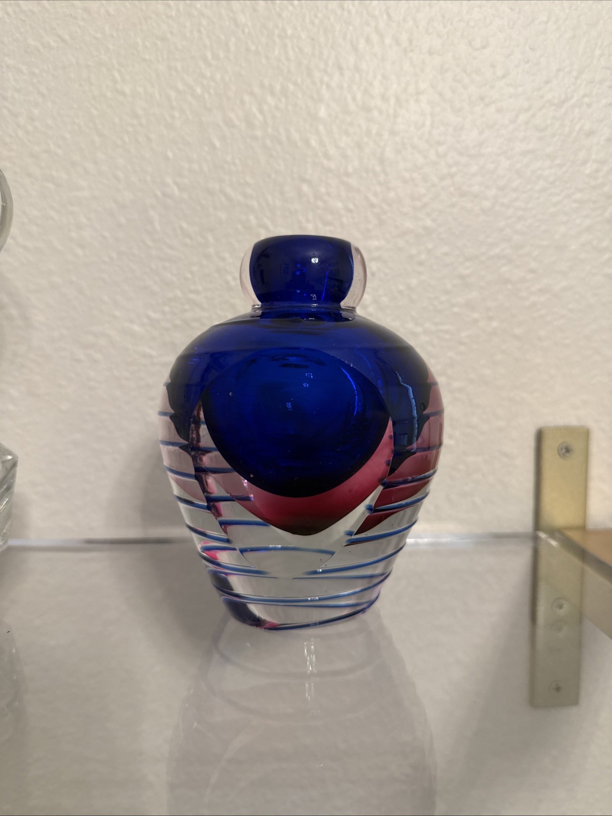 VTG MURANO SOMMERSO HAND BLOWN ART GLASS BOTTLE