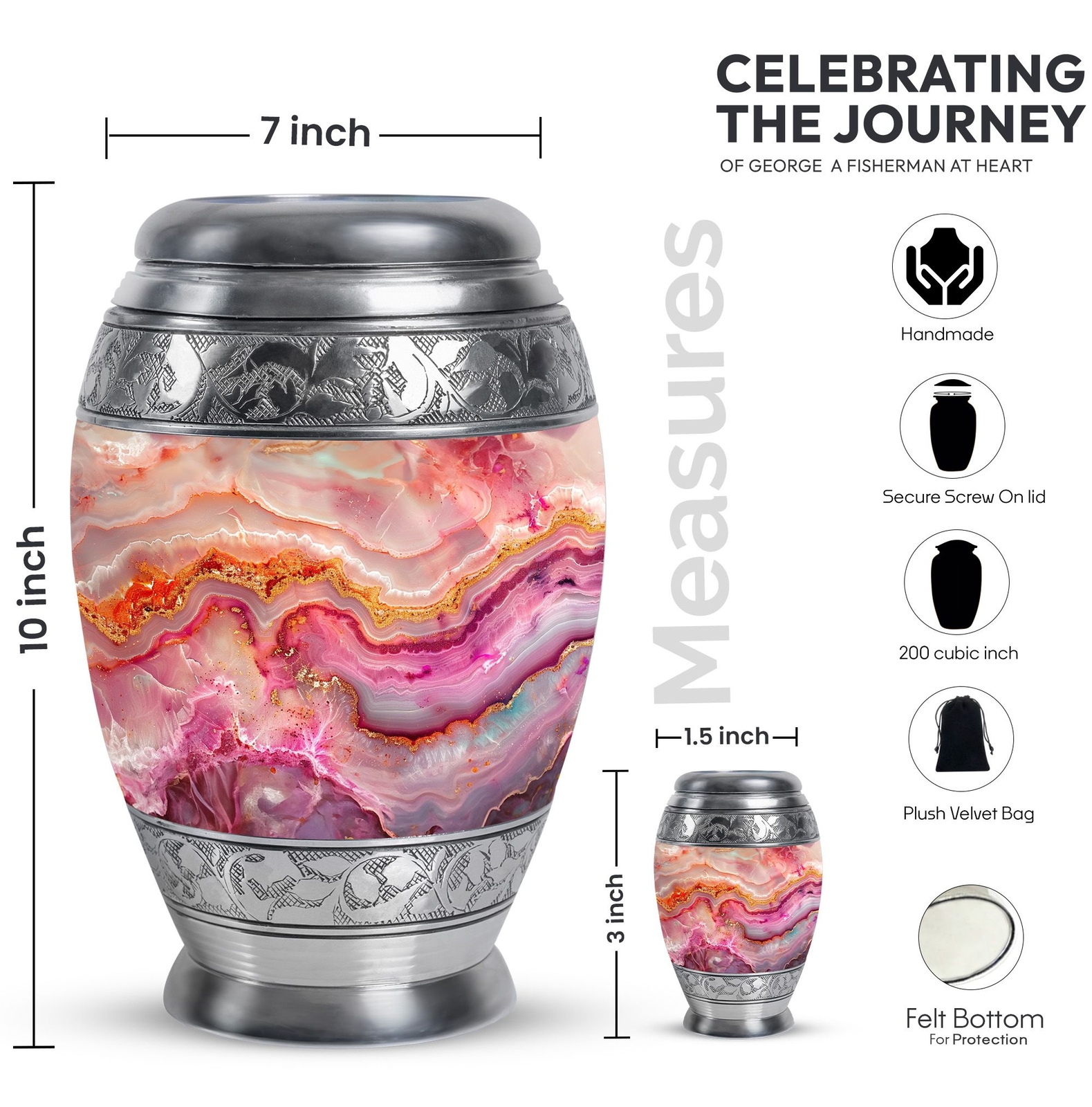 Abstract Cremation Urn Large Urns For Ashes Adult Male Large 3 Inch