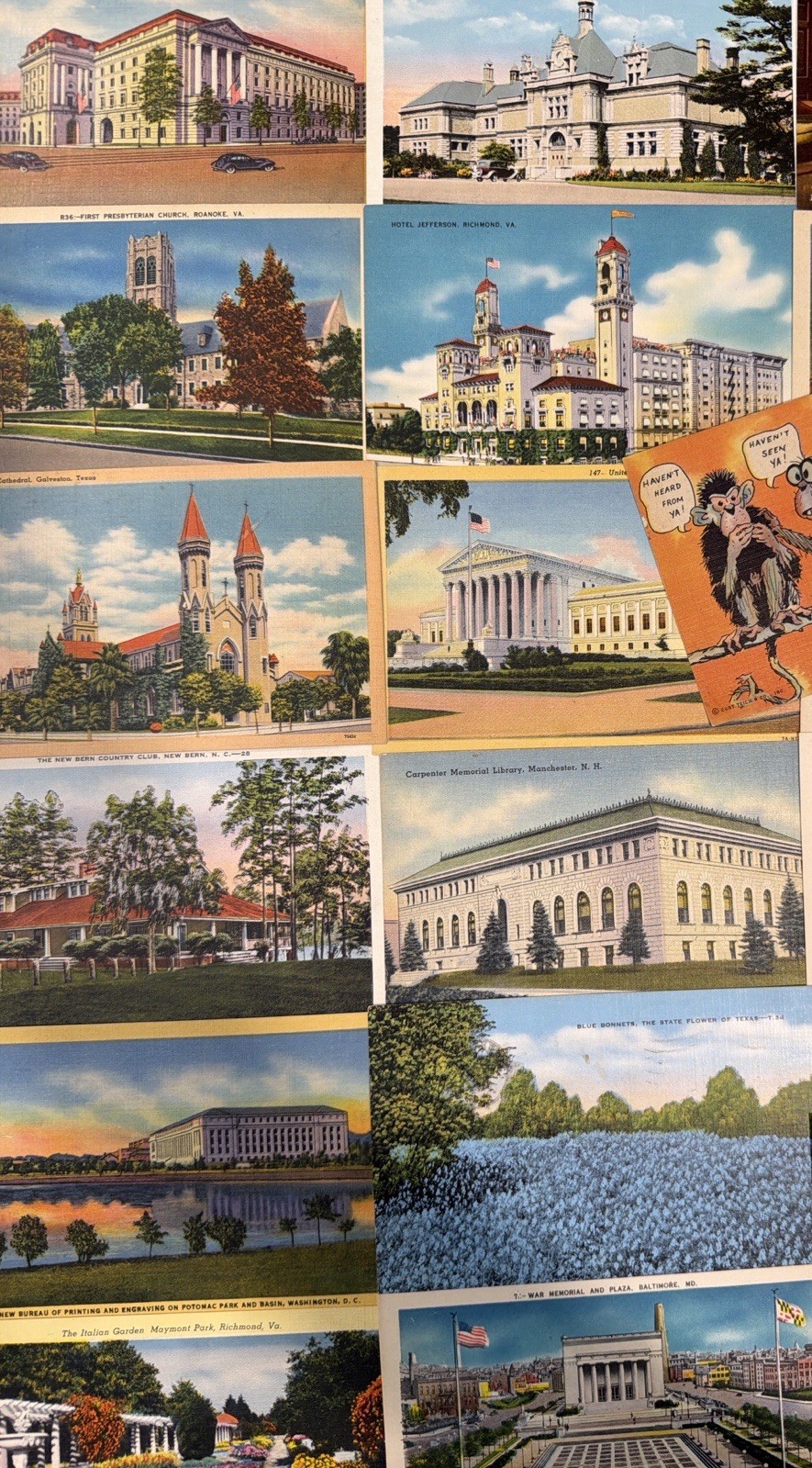 20 Vintage Linen Postcards 1930s–1950s Mixed U.S. Views Bulk Lot