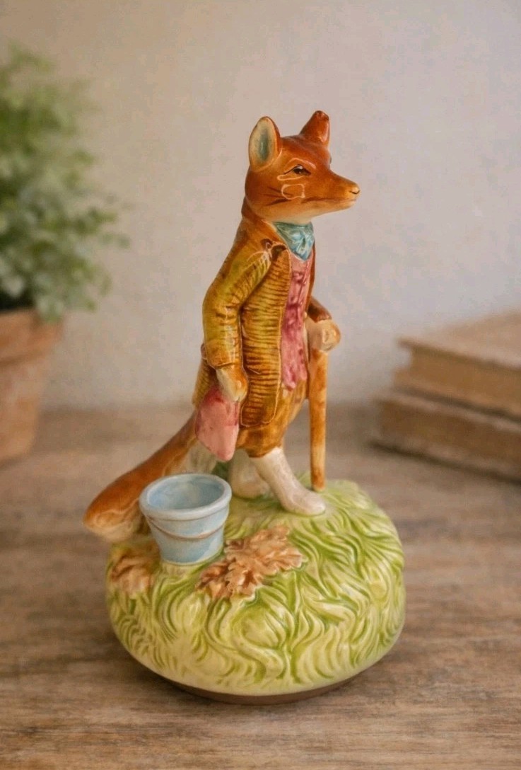 🎵 Schmid Beatrix Potter “Mr. Tod” Music Box – Plays ‚The Entertainer‘ – Japan🎵