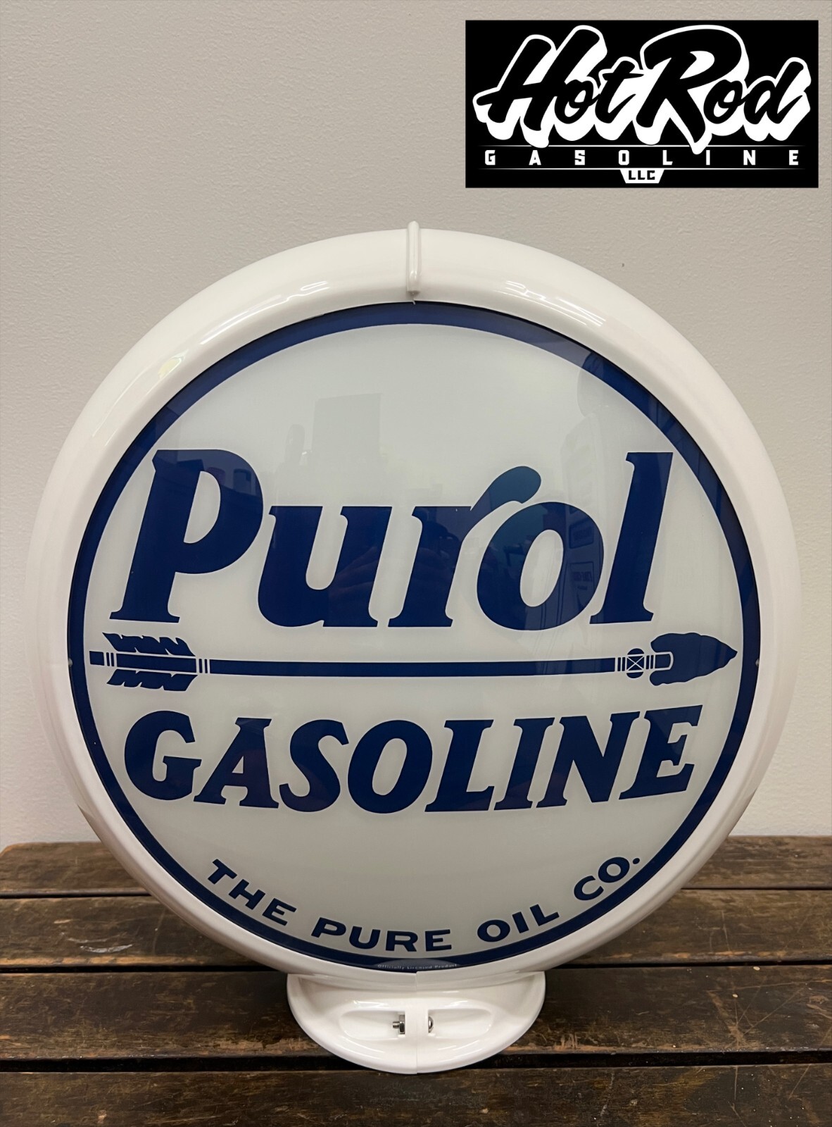 PUROL GASOLINE Reproduction 13.5″ Gas Pump Globe – (White Body)