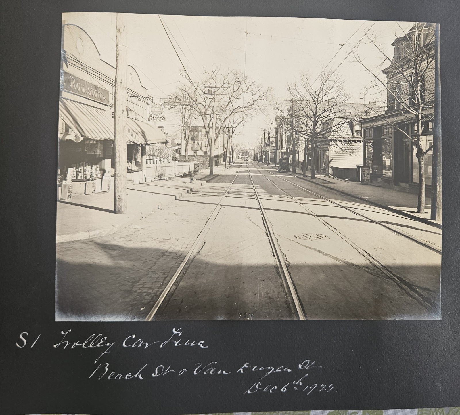 112 GREAT Original 1922-5 Staten Island TROLLEY street scene 7.5×9.5 Photo Album