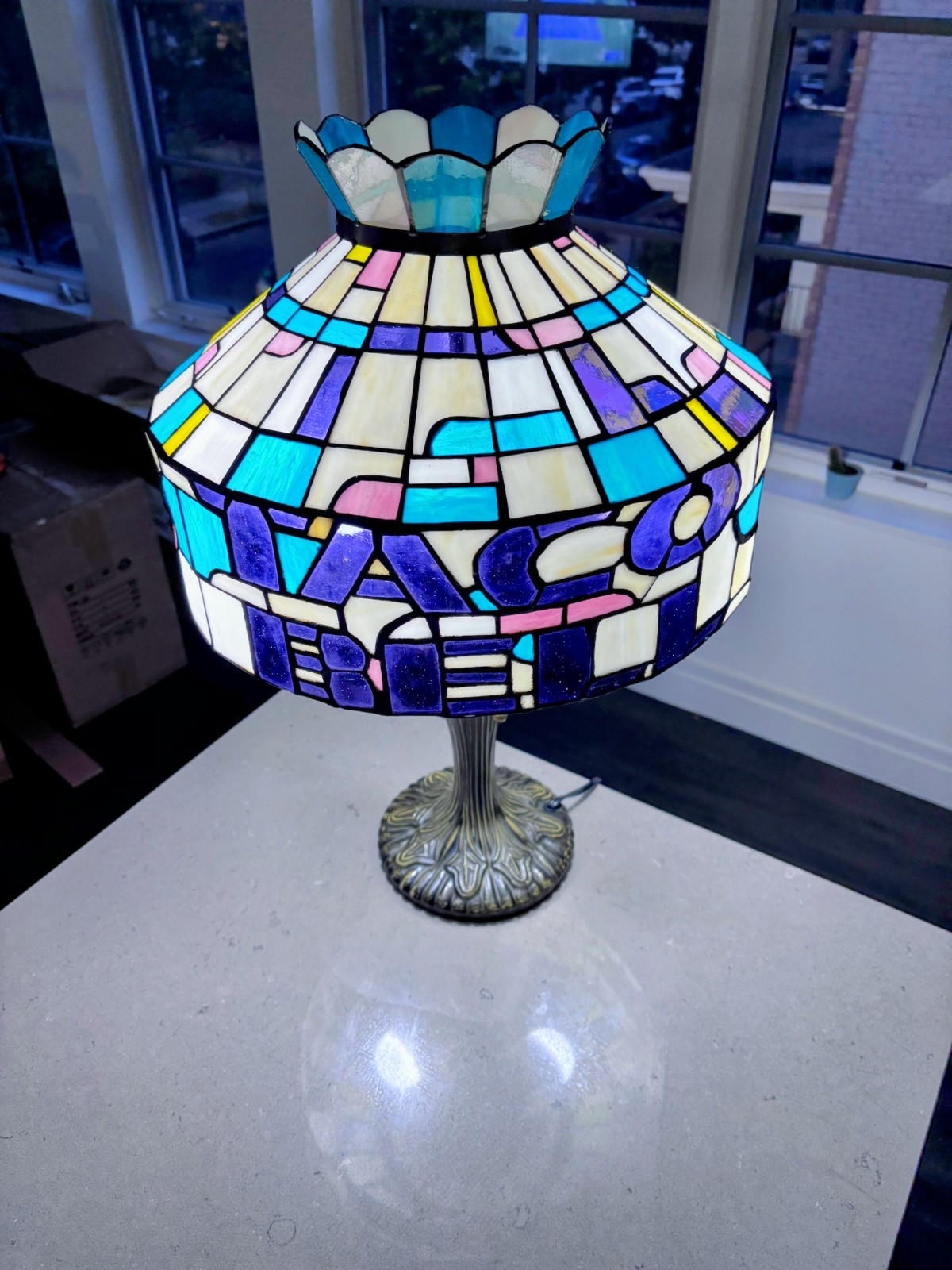 Taco Bell Tiffany Style Handmade Stained Glass Lamp
