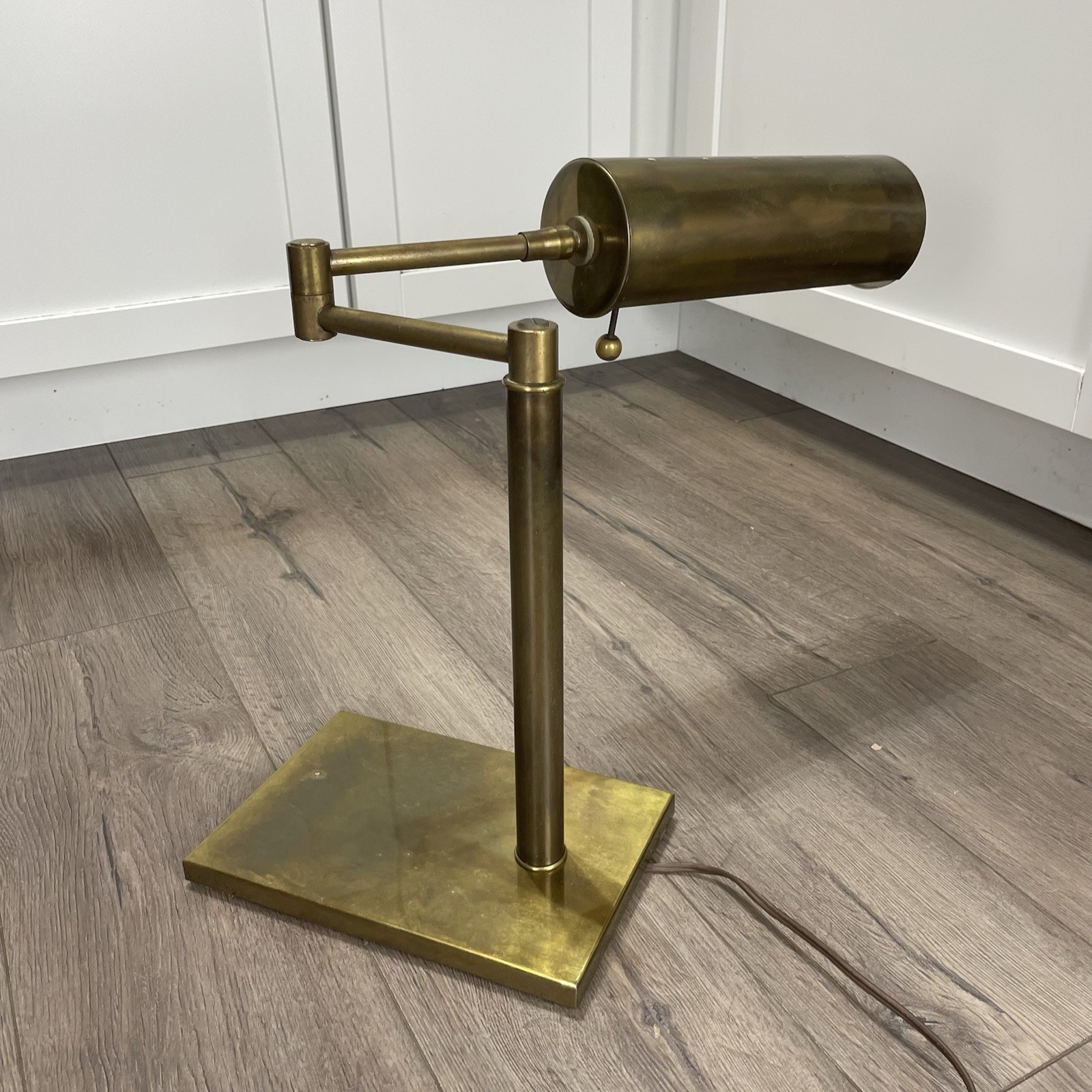 Vintage Brass Swing Arm Lamp Mid Century Modern Underwriters Laboratories Dimmer