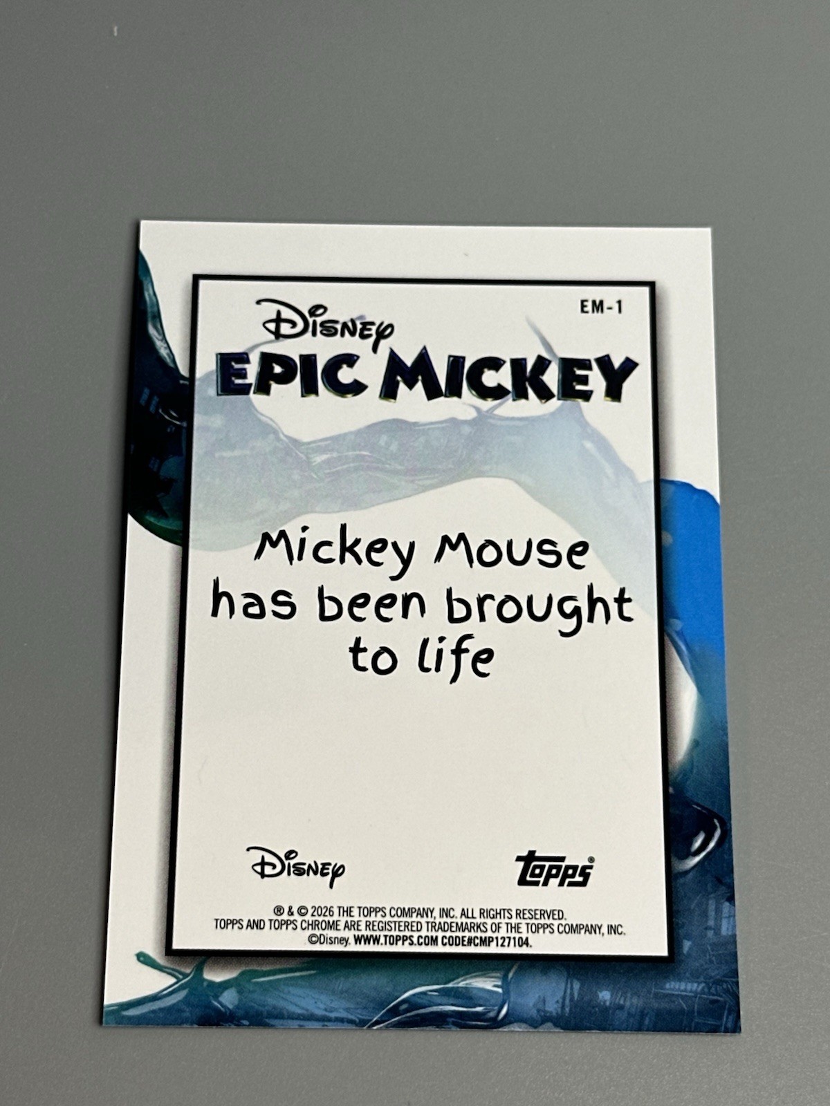 Mickey Mouse 2026 Topps Disney Neon Epic Mickey Chrome Insert EM-1