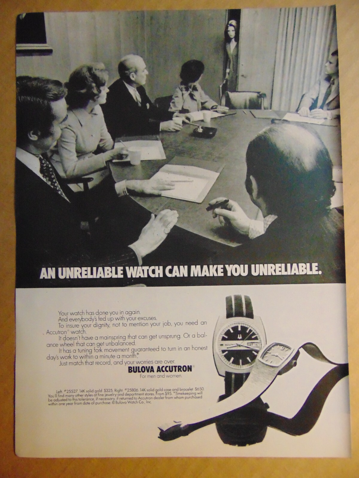 1974 BULOVA ACCUTRON Don’t Get an Unreliable Watch vintage art print ad