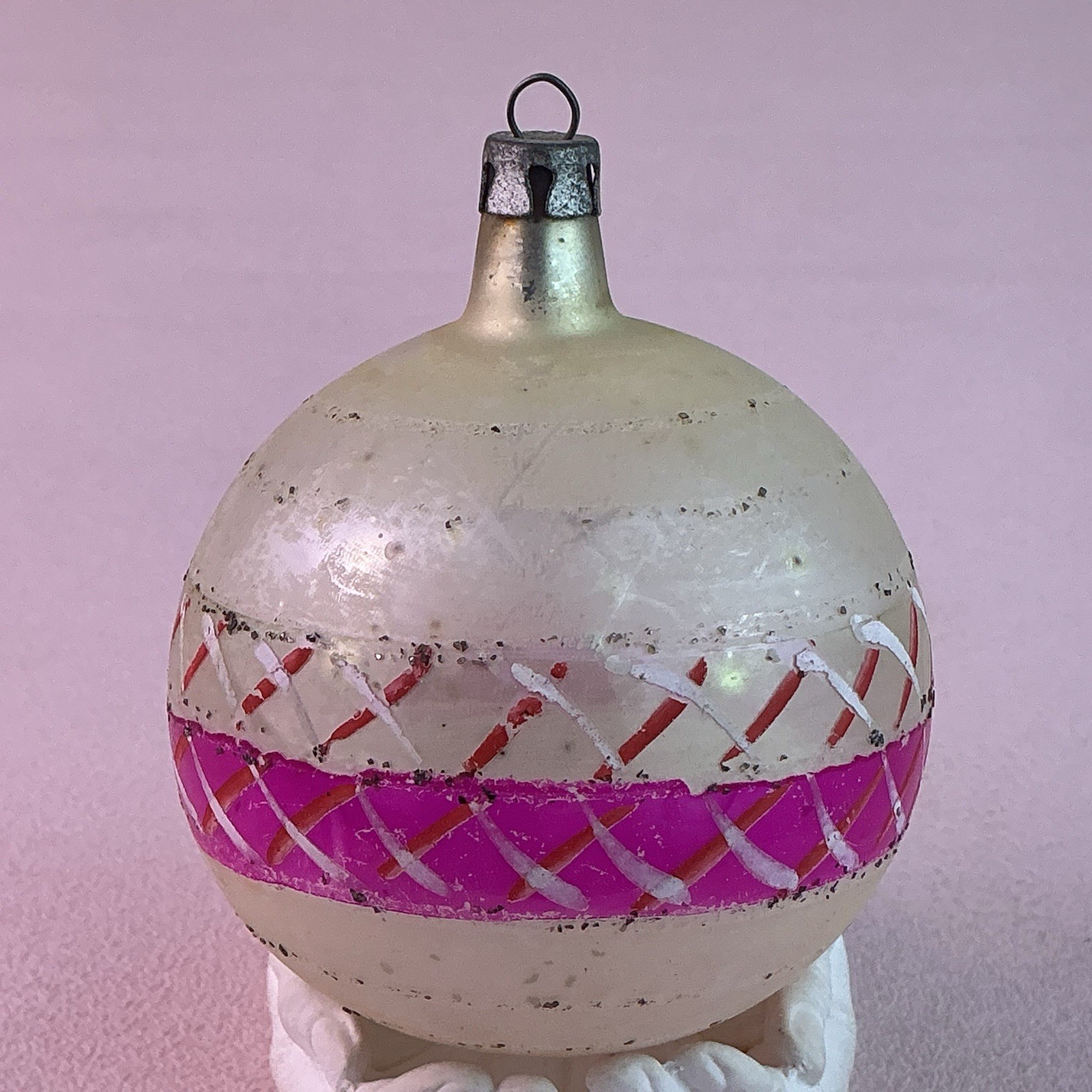 Vintage 1950’s HandBlown Glass Multi-Color Ornament*POLAND*3”H*