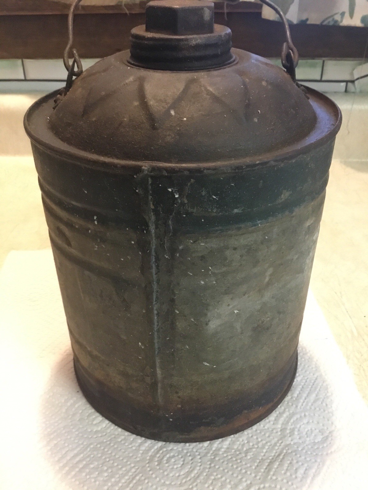 Vintage CANCO Galvanized Steel Gas Can Wood Handle Works Hardware Kentucky