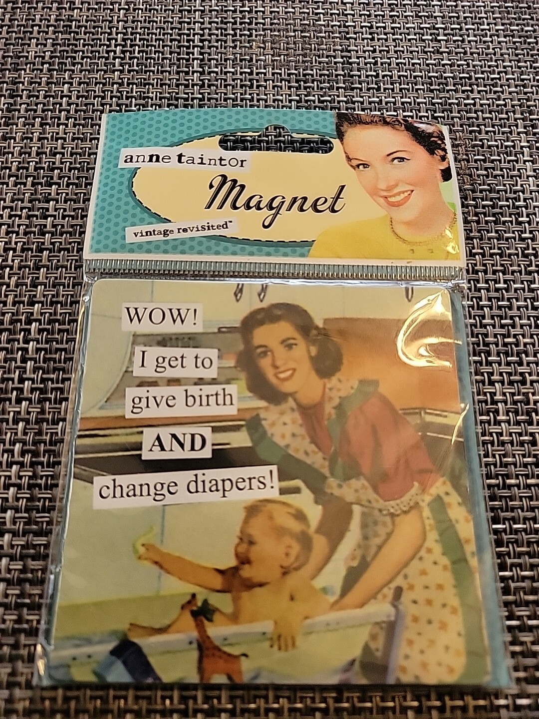 New Anne Taintor Magnet „I Get to Give Birth & Change Diapers“ Vintage Revisited