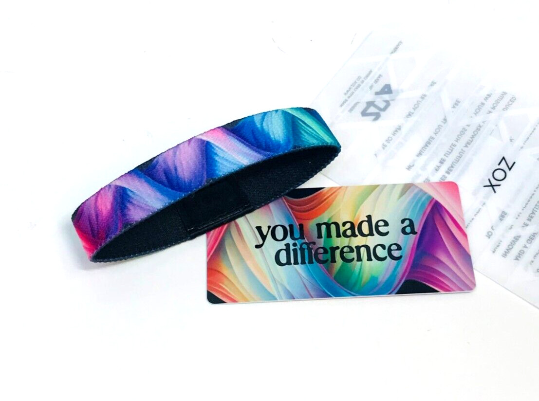 ZOX **YOU MADE A DIFFERENCE** Silver Single med Wristband w/Card NIP