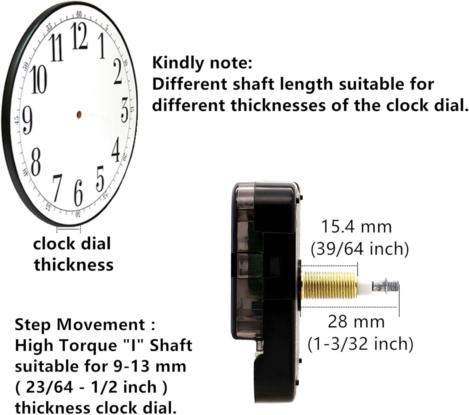 Complete DIY Clock Movement Kit – High Torque, Long Shaft & Hands Included