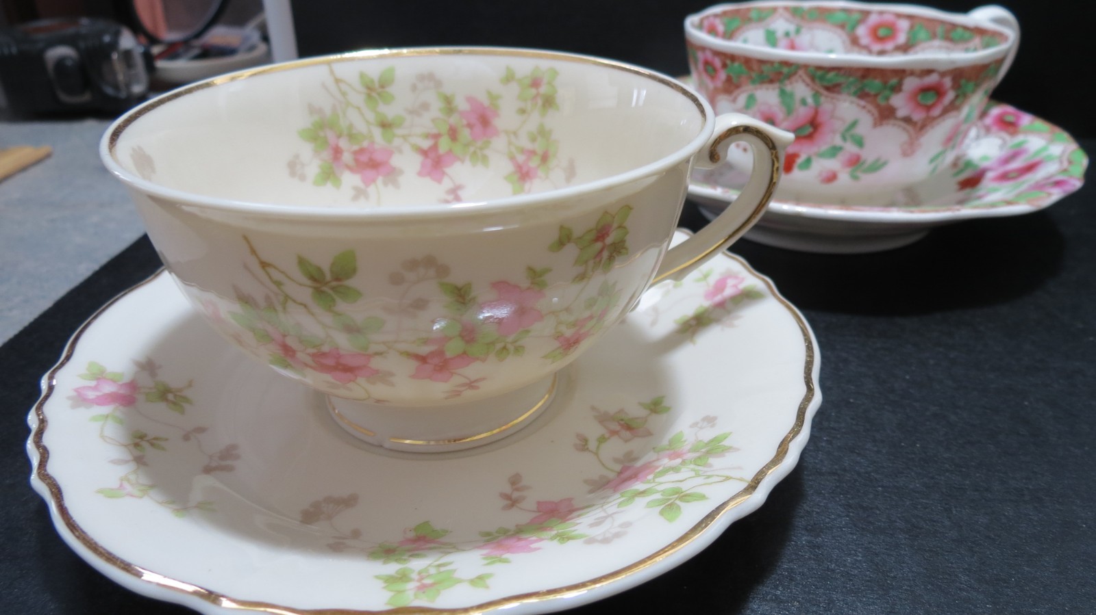 VINTAGE BONE CHINA 3 SETS Teacups AND Saucers BONE CHINA ASSORTED DESIGNS