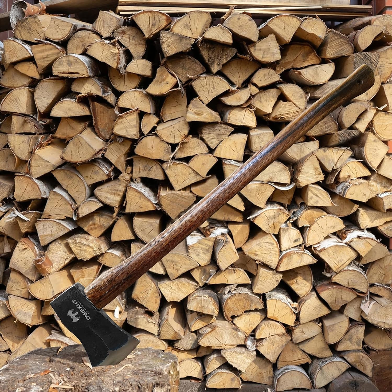 Wood Splitting Axe Carbon Steel Chopping Tool Hickory Handle 35.5in 4.5lb