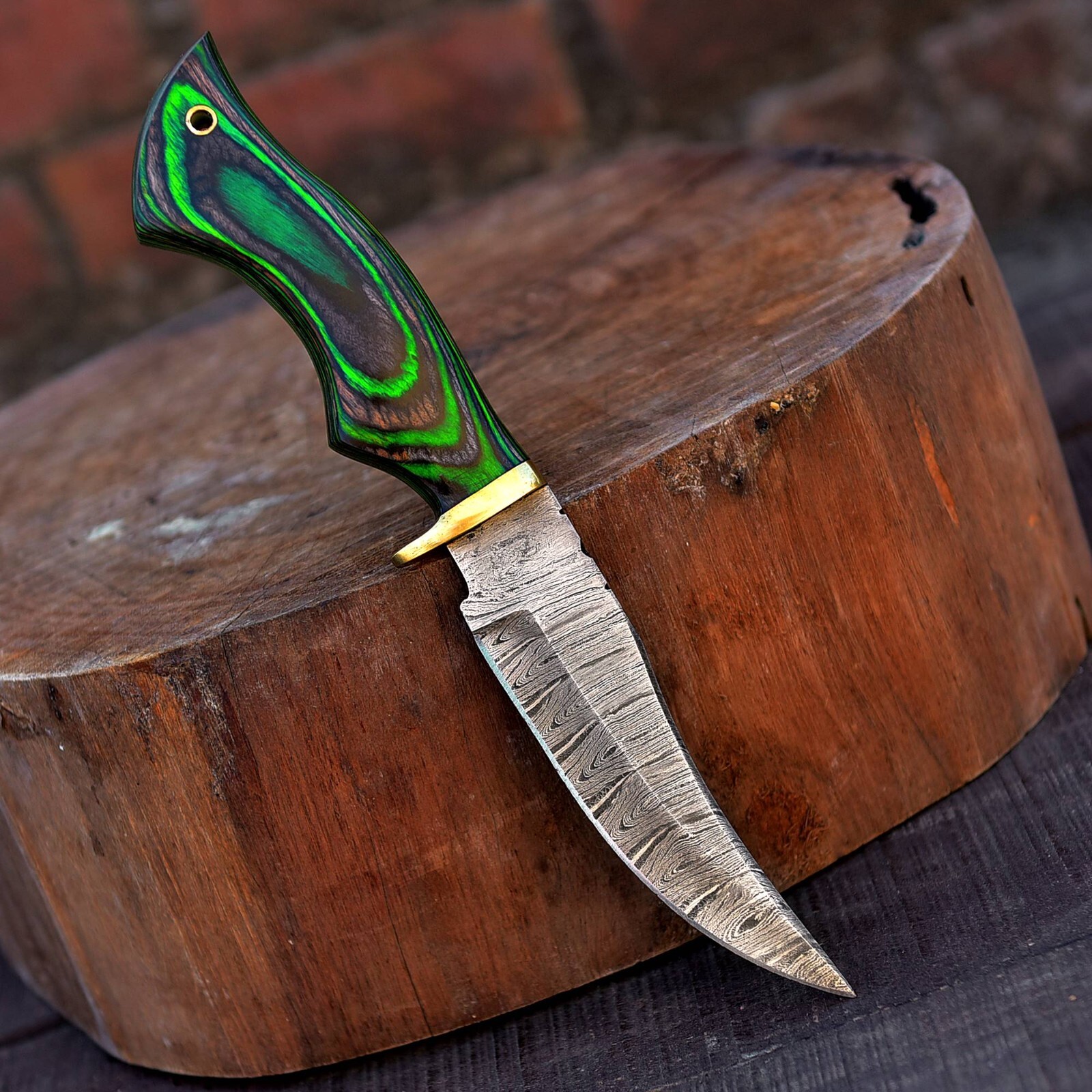 10″ EDC CUSTOM HANDMADE DAMASCUS STEEL HUNTING SKINNING KNIFE WOOD HANDLE X213