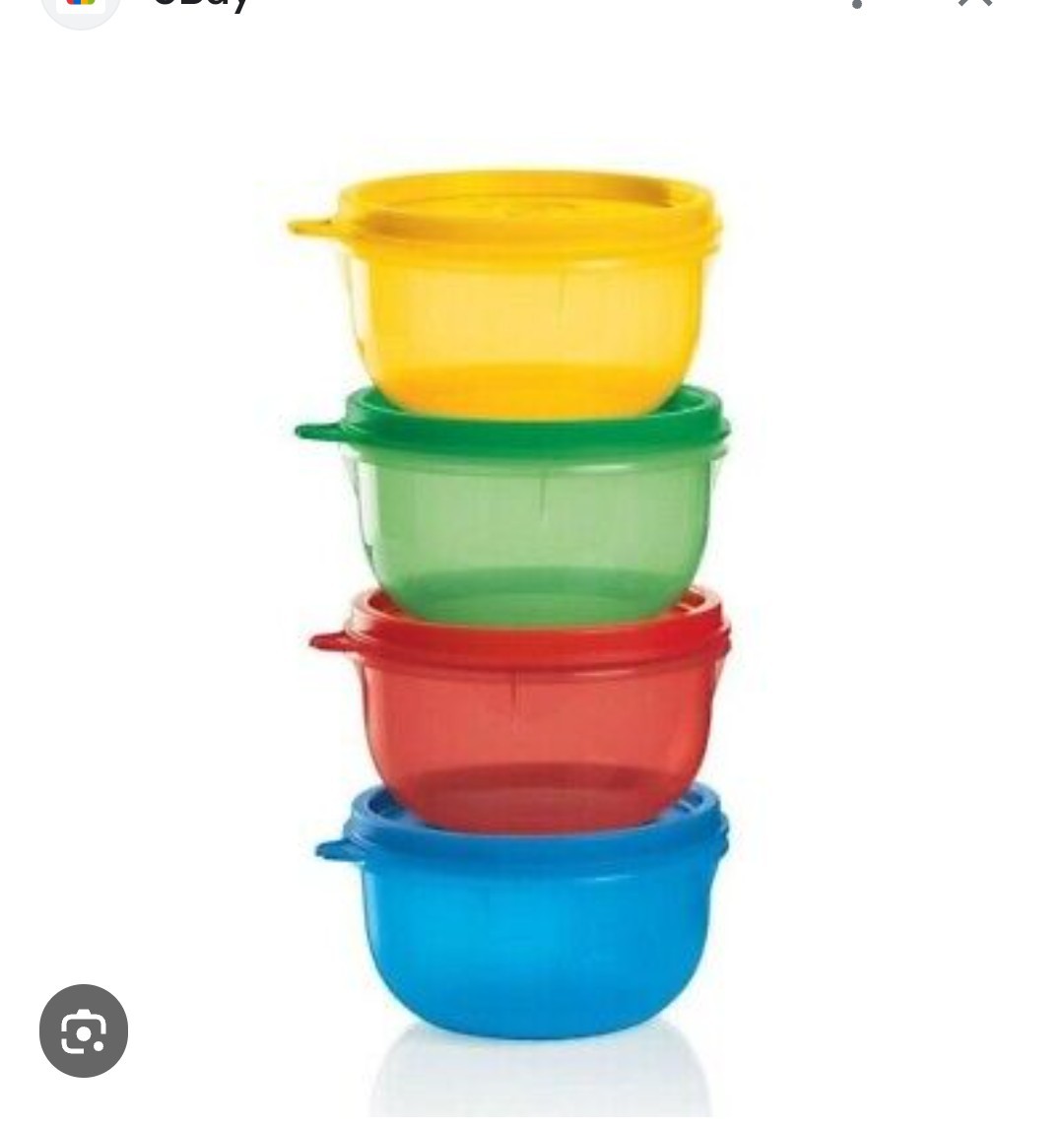 Tupperware Ideal Lit’l Bowls 8oz Snack Cup Container 4 PC Red Green Blue Yellow