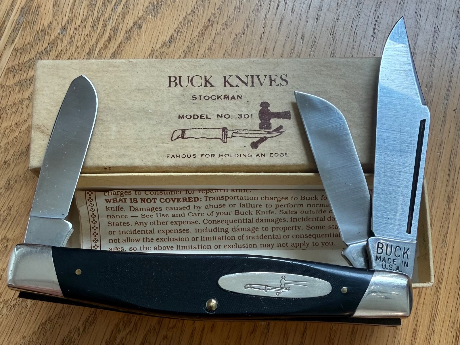 RARE EARLY BUCK 301 NO PATTERN # STOCKMAN KNIFE LIGHTLY USED IN BOX N23