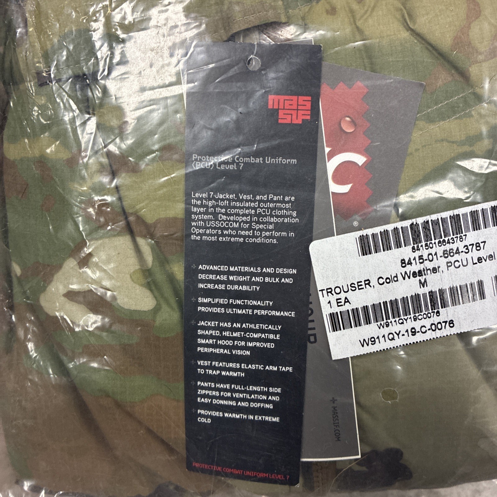 Massif PCU level 7 Bottoms – Multicam – Small Regular – New With Tags In Bag