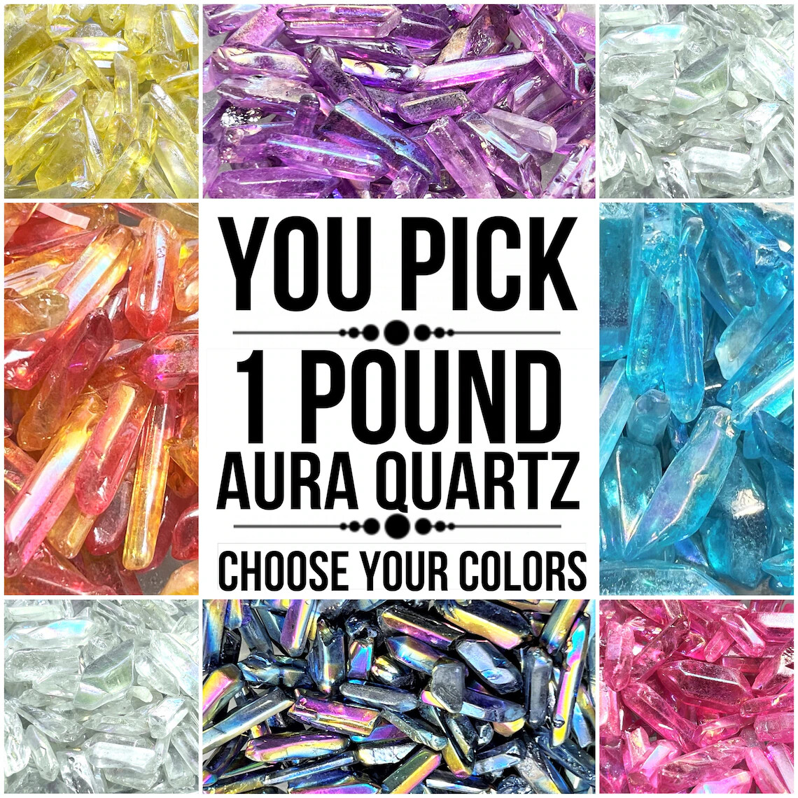 1 Lb Aura Quartz Raw Crystal Points (You Pick) Bulk Free Shipping Wholesale 16oz