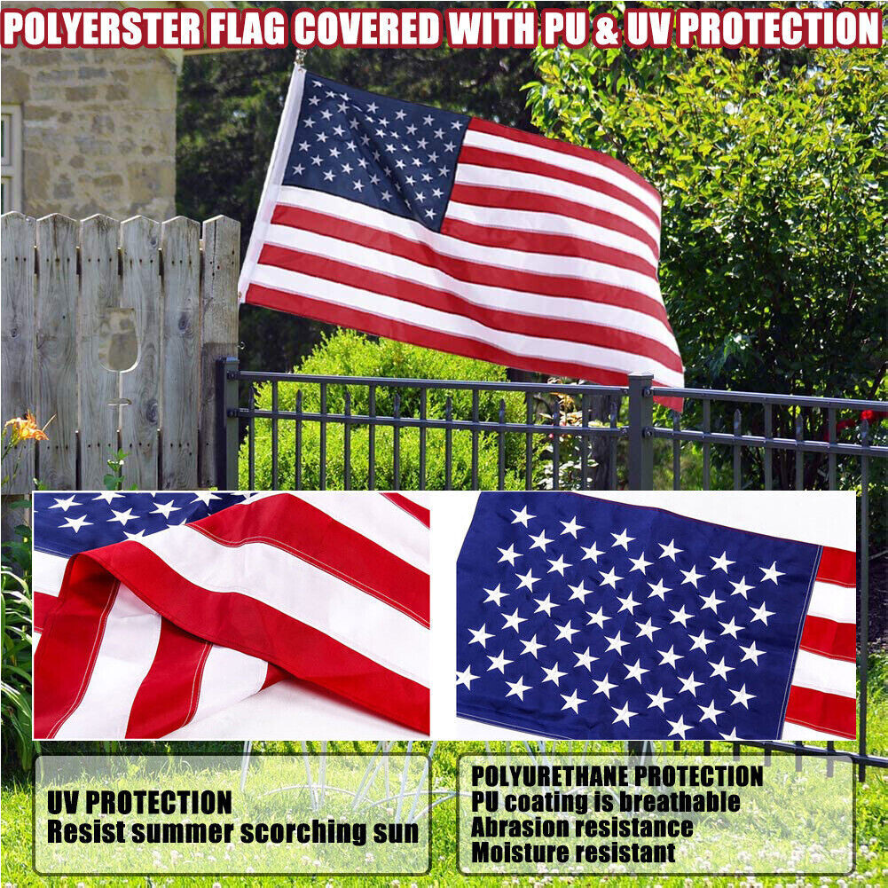 US American Flag Heavy Duty Luxury Embroidered Stars Sewn Stripes Grommets Nylon