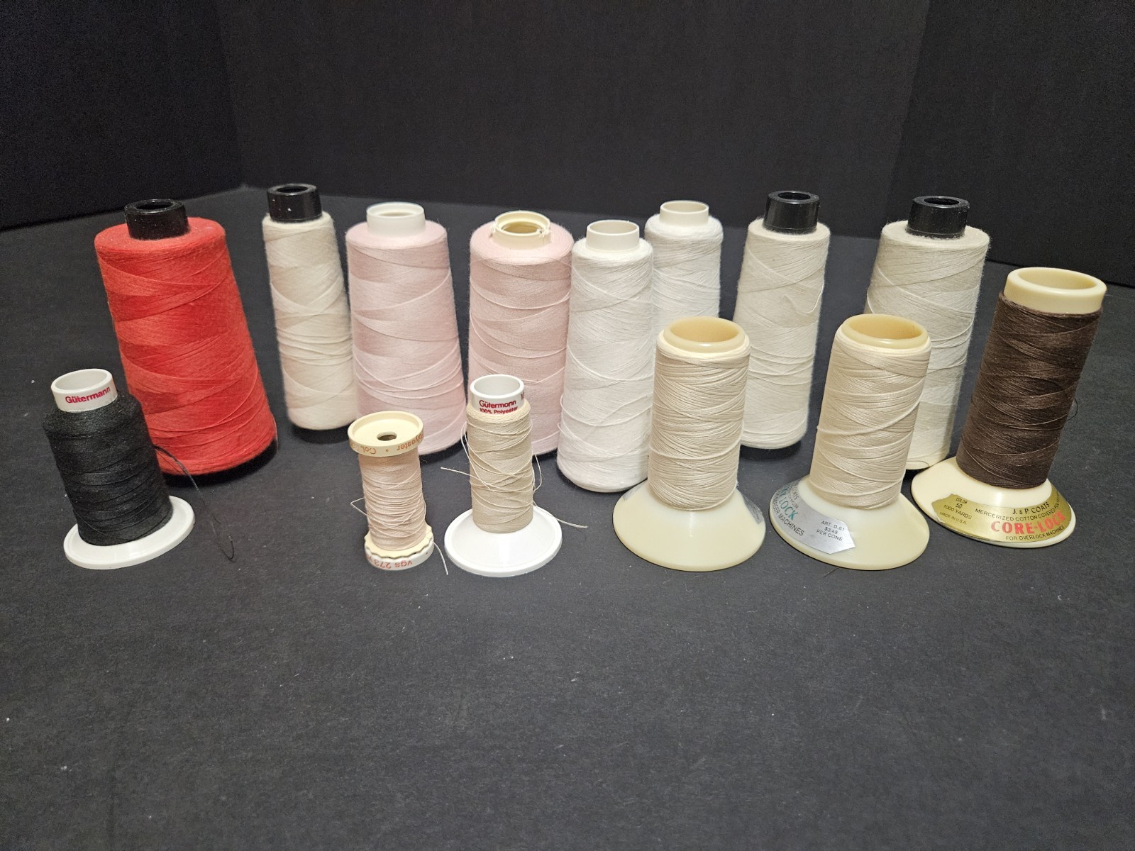 14 Vintage Thread spools: Venus Gutermonn J&p Coasts Polyester nylon Cotton