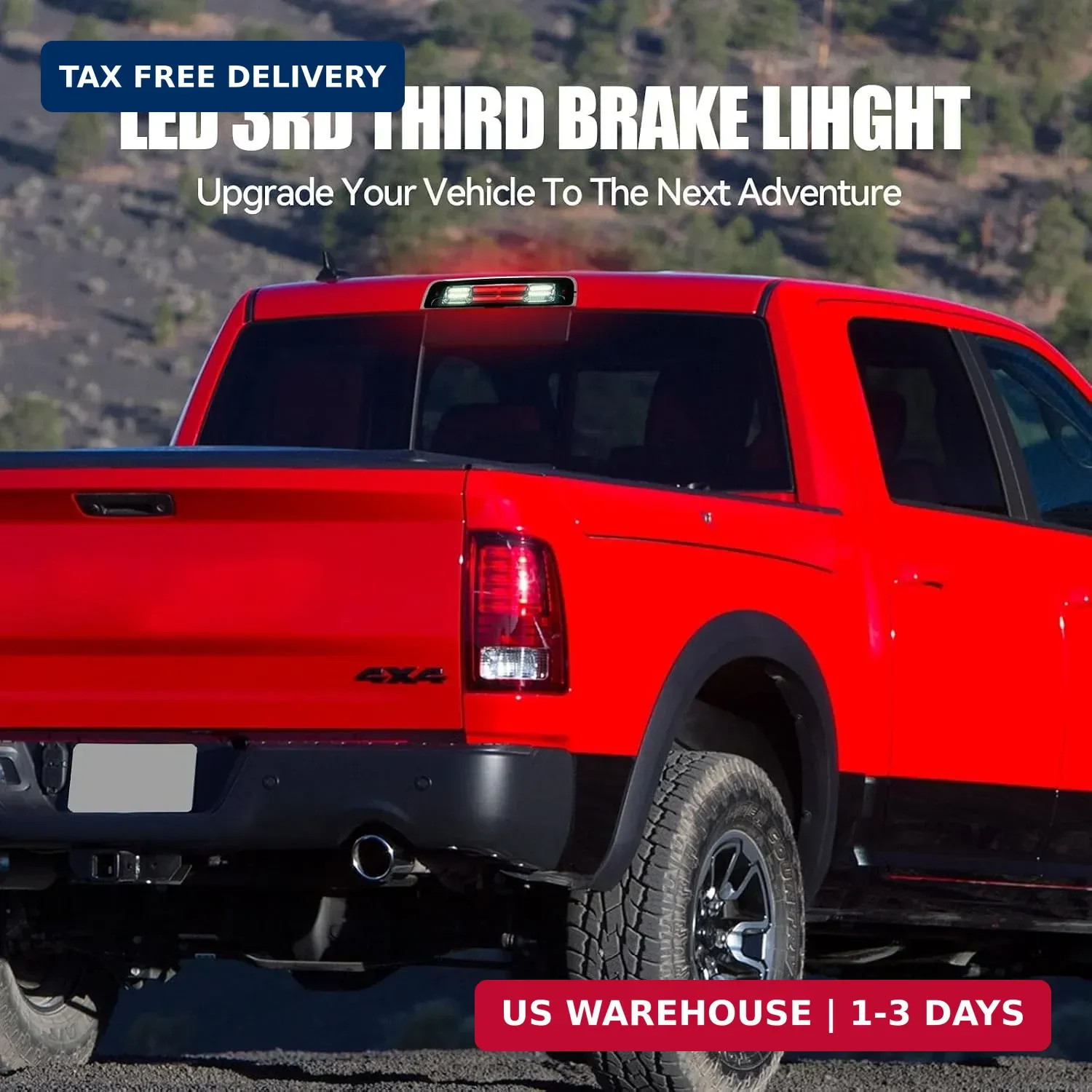 Third 3rd Brake Light LED for 2009-2017 Dodge Ram 1500, High Mount Rear Brake Li