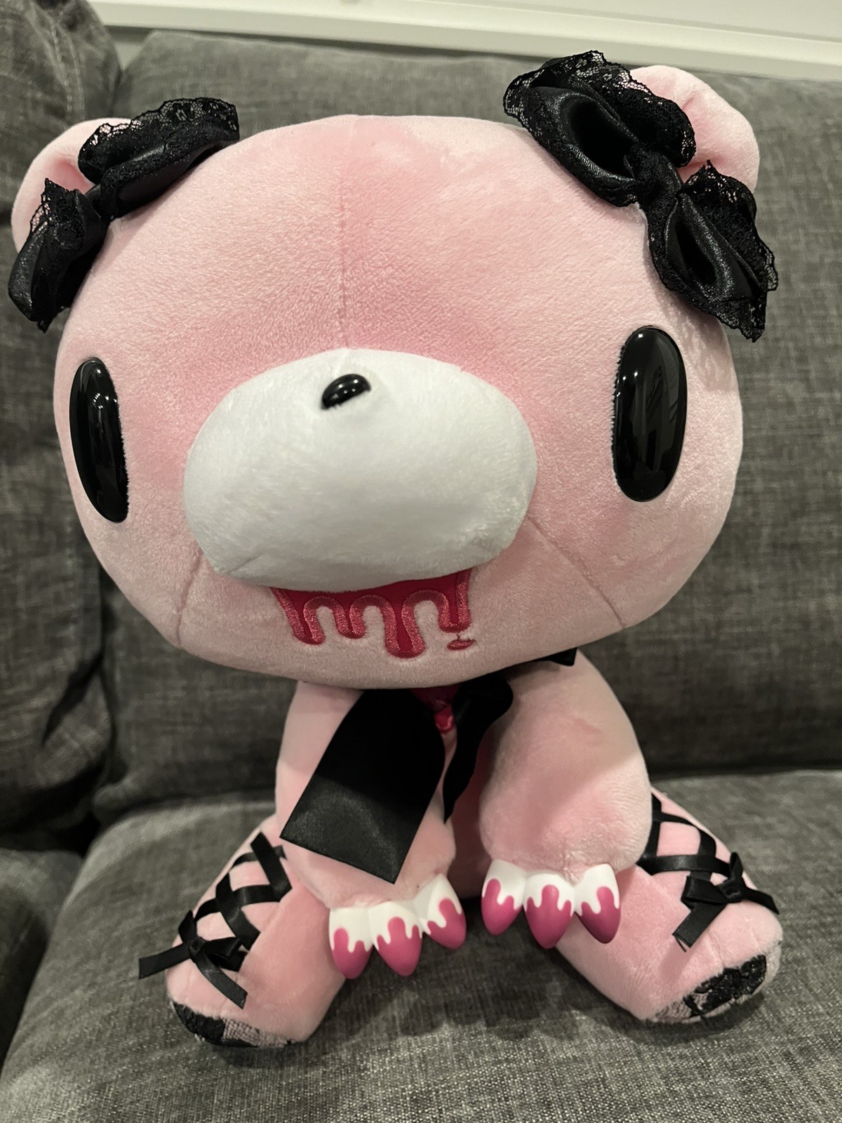 TAiTO Chax GP Gloomy Bear Pink with Black Laces 12IN Plush NWT